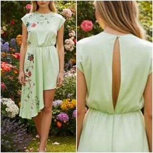ASOS Light Green Floral Asymmetric Open Back Romper